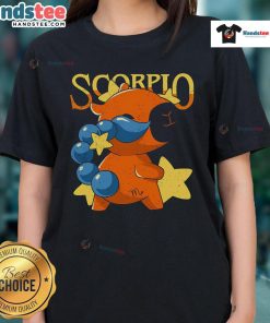 Cute capybara graphic on a Scorpio ladies tee, perfect for zodiac lovers and animal enthusiasts.