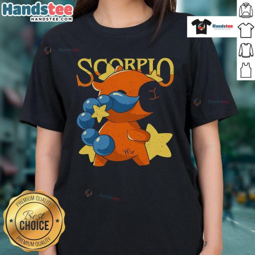 Cute capybara graphic on a Scorpio ladies tee, perfect for zodiac lovers and animal enthusiasts.