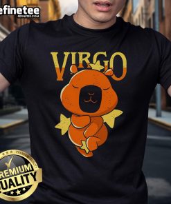 Adorable Cute Capybara Virgo T-Shirt featuring a whimsical capybara design, perfect for astrology and animal lovers.