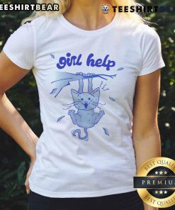 Cute cat girl graphic on a stylish tee for ladies, perfect for cat lovers and trendy outfits. Ideal for casual wear.