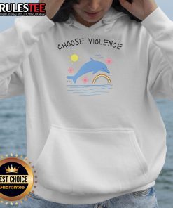 Alt Text: Cute Choose Violence Summer hoodie featuring playful dolphins design, perfect for beach lovers and summer fashion.