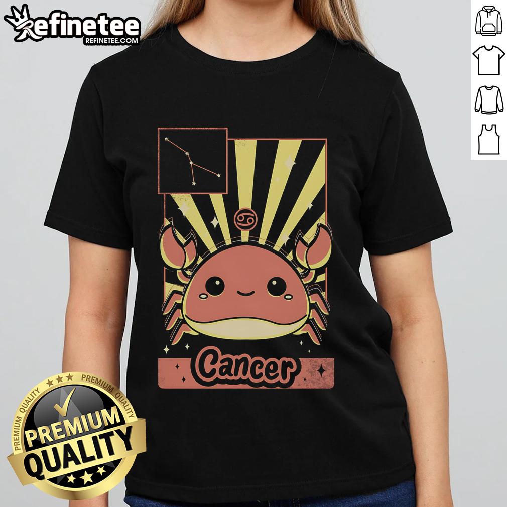 Cute Crab Zodiac Ladies Tee Cute Crab Zodiac Ladies Tee featuring a whimsical crab design, perfect for astrology lovers and casual wear enthusiasts.