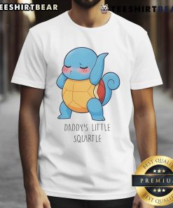 Alt Text: Adorable 'Daddy's Little Squirtle' T-Shirt featuring a cute Squirtle graphic, perfect for Pokemon fans and kids.