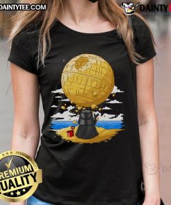 Cute Darkside Sandcastles Darth Vader Ladies Tee featuring a whimsical design of Darth Vader building sandcastles.