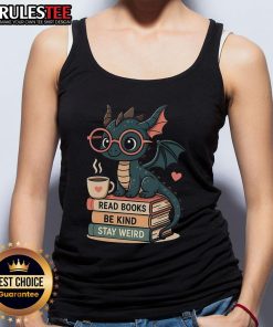 Adorable tank top featuring cute dragons and books, perfect for fans of whimsical and quirky fashion.