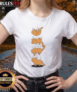 Cute Falling Cat Ladies Tee featuring an adorable graphic of a playful cat, perfect for cat lovers and casual wear.