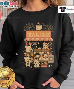 Cute fantasy laundry cats sweatshirt featuring playful cat illustrations and vibrant colors for a cozy look.