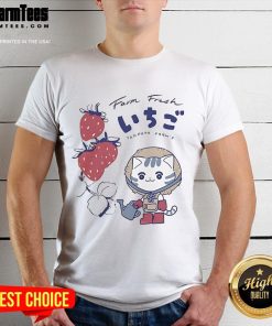 Alt Text: Cute Farm Fresh Strawberries T-Shirt featuring vibrant strawberry graphics, perfect for fruit lovers and casual wear.