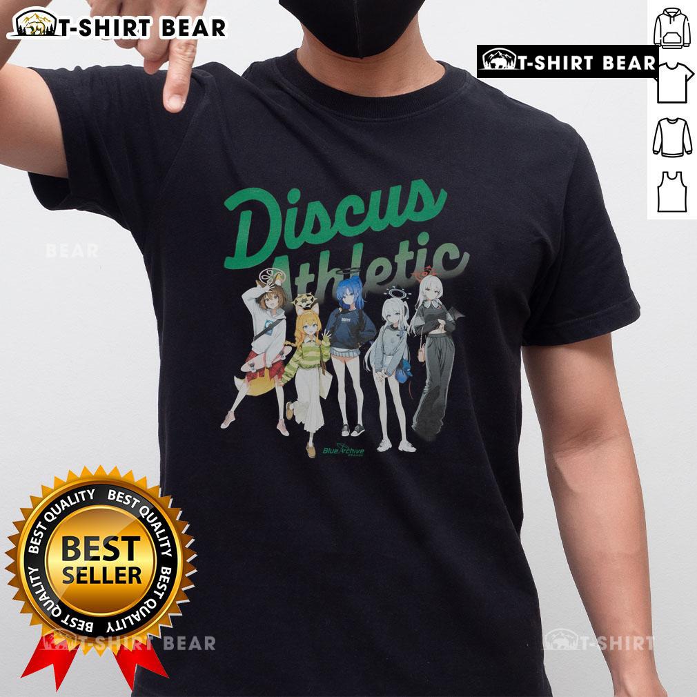 Cute Funny Blue Archive Discus Athletic T Shirt Alt Text: Cute funny blue Archive Discus athletic t-shirt featuring a playful design, perfect for casual wear or workouts.