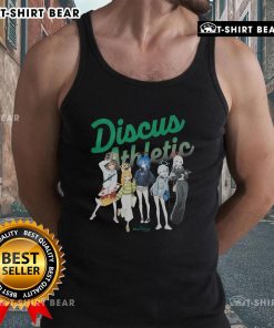 Alt Text: Cute and funny blue archive discus athletic tank top, perfect for casual workouts and stylish summer outings.