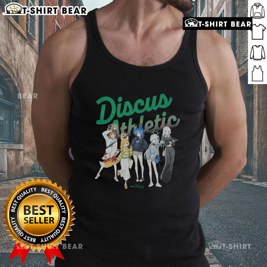 Cute Funny Blue Archive Discus Athletic Tank Top Alt Text: Cute and funny blue archive discus athletic tank top, perfect for casual workouts and stylish summer outings.