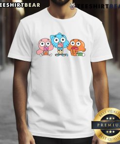 Alt Text: Cute Gumball Darwin Anais cartoon T-shirt featuring vibrant characters from The Amazing World of Gumball.