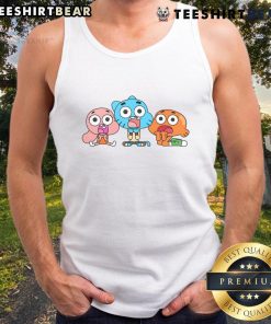 Cute Gumball Darwin Anais cartoon tank top featuring vibrant colors and playful designs for kids.
