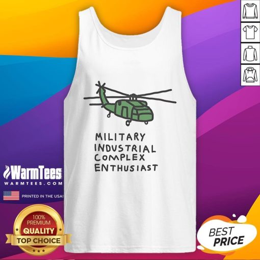 Adorable military-themed tank top featuring a cute helicopter design for industrial complex enthusiasts.