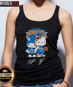 Cute Hello Kitty New York Knicks basketball kawaii signatures tank top featuring vibrant colors and playful design.