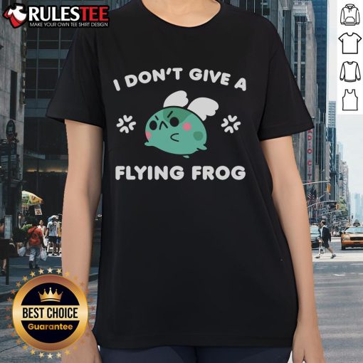 Cute I Don't Give A Flying Frog Ladies Tee featuring a playful frog design on a stylish women's t-shirt.