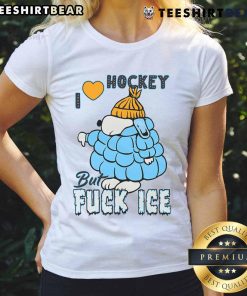 Alt Text: Cute ivory Snoopy ladies tee featuring 'I Love Hockey' design, perfect for hockey fans and casual wear.