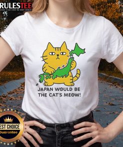 Cute Japan Would Be The Cats Meow Ladies Tee featuring a playful cat design, perfect for cat lovers and casual wear.