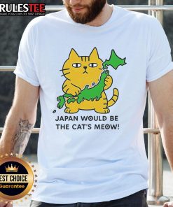 Alt Text: Cute Japan Would Be The Cat's Meow T-Shirt featuring a playful cat design, perfect for feline lovers and casual wear.