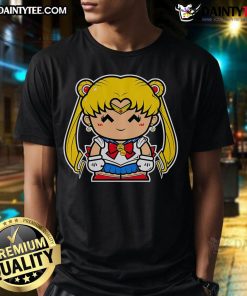 Alt Text: Cute Just Small Ms Sailor Chibi Usagi Tsukino Sailor Moon T-Shirt featuring vibrant colors and adorable design.
