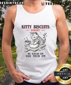 Alt Text: Cute kitty biscuits tank top for cat lovers, featuring a playful design that celebrates baking and feline friends.