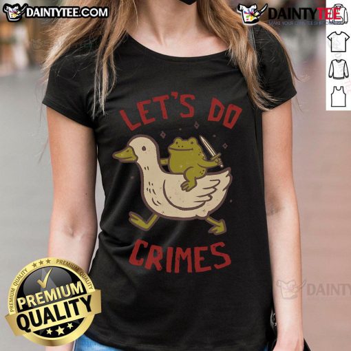 Trendy Cute Let's Do Crimes ladies tee featuring playful design, perfect for casual wear and crime-themed fashion enthusiasts.