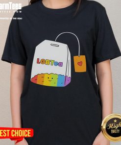 Cute LGBTea pun funny Pride equal rights ladies tee featuring colorful graphics and vibrant text for LGBTQ+ pride.