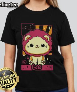 Alt Text: Cute lion zodiac ladies tee featuring a playful lion design, perfect for astrology lovers and stylish casual wear.