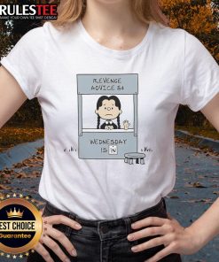 Alt Text: Cute Lucy Van Pelt Revenge Advice Wednesday Is In Ladies Tee featuring playful graphic design on a stylish shirt.