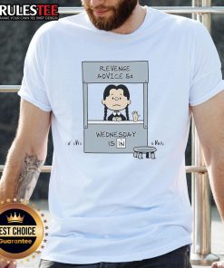 Cute Lucy Van Pelt in 'Revenge Advice Wednesday Is In' T-shirt, showcasing her playful personality and iconic style.