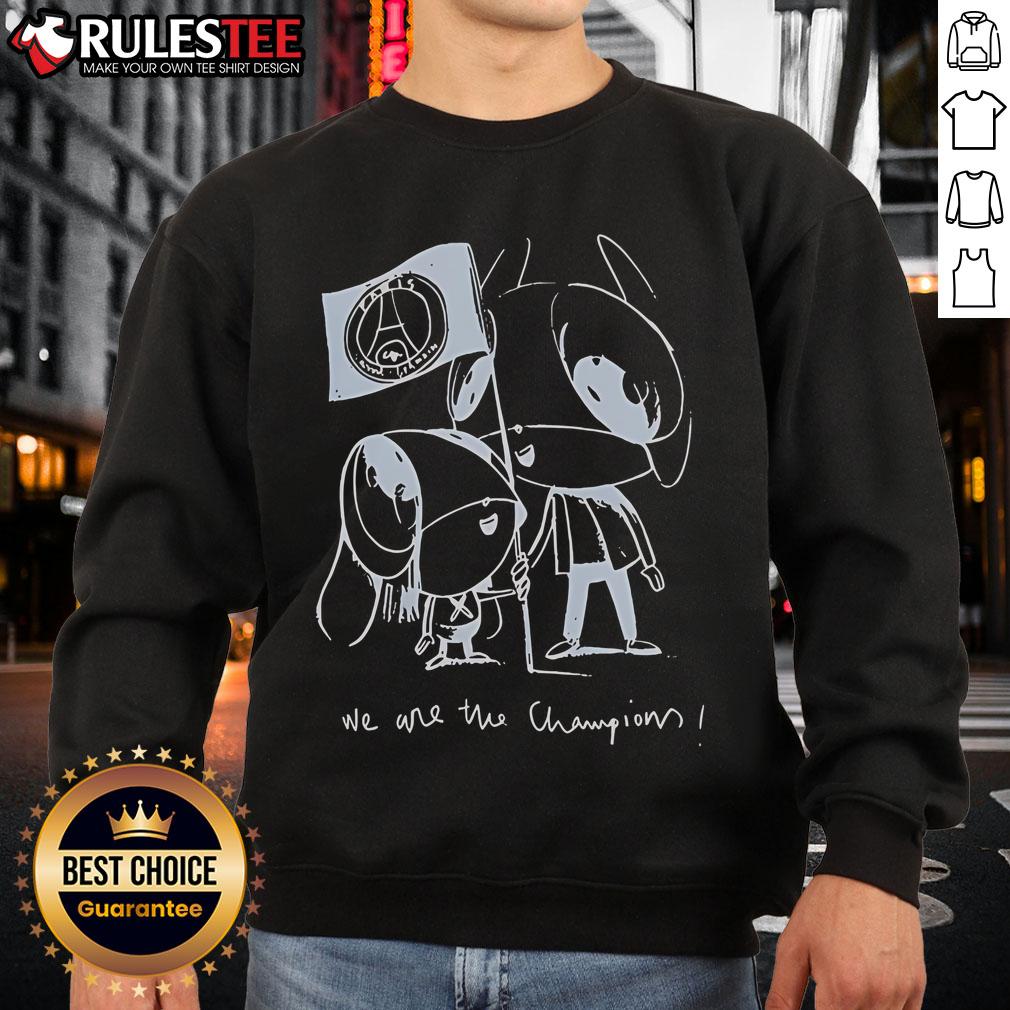 Cute Luis Enrique Wearing Xana We Are The Champions PSG Paris Saint Germain Sweatshirt Cute Luis Enrique wearing a 'We Are The Champions' PSG sweatshirt, showcasing team pride for Paris Saint-Germain.