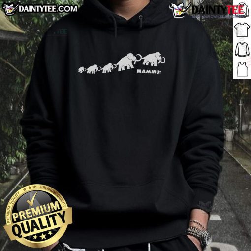 Cute Mammut Family logo hoodie featuring a playful design for outdoor enthusiasts and fashion lovers.