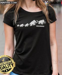 Cute Mammut family logo on a ladies tee, showcasing a stylish and playful design perfect for outdoor enthusiasts.