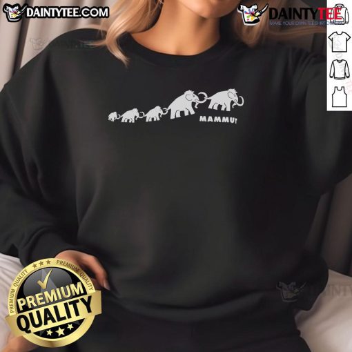 Cute Mammut family logo sweatshirt featuring playful design and cozy fabric for outdoor adventures and casual wear.