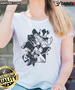 Alt Text: Cute Marisa Kirisame in Bad Apple art on a ladies tee from Touhou Project, showcasing vibrant colors and playful design.