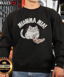 Cute Meowma Mia Pizza Sweatshirt featuring a playful cat design, perfect for cat lovers and pizza enthusiasts.