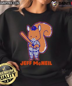Cute New York Mets Jeff McNeil squirrel sweatshirt featuring a playful design, perfect for fans and cozy wear.