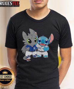 Alt Text: Cute New York Yankees Toothless X Stitch T-Shirt featuring a playful design perfect for fans and casual wear.