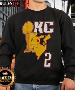 Alt Text: Cute OKC Pikachu holding 2025 NBA Champs trophy sweatshirt, perfect for basketball fans and Pokmon lovers.