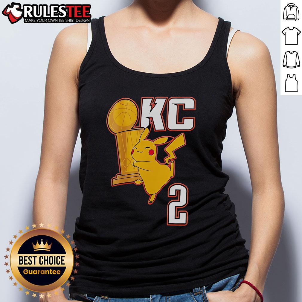 Cute Okc Pikachu Holding 2025 Nba Champs Trophy Tank Top Cute OKC Pikachu wearing a tank top, proudly holding the 2025 NBA Champs trophy in a vibrant design.