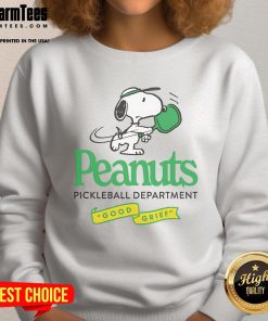 Alt Text: Cute Peanuts Pickleball Department Good Grief Sweatshirt featuring playful graphics and cozy design for pickleball fans.