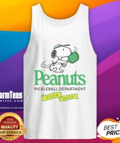 Alt Text: Cute Peanuts Pickleball Department Good Grief Tank Top featuring a playful design for pickleball enthusiasts.
