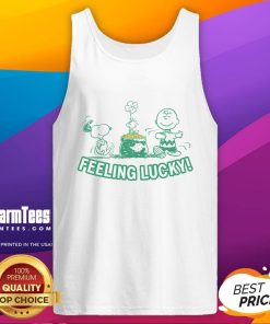 Cute Peanuts Snoopy Feeling Lucky tank top featuring Snoopy and vibrant colors, perfect for casual wear.