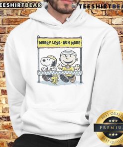 Cute Peanuts Worry Less Run More Hoodie featuring playful cartoon design and vibrant colors for a fun, casual look.