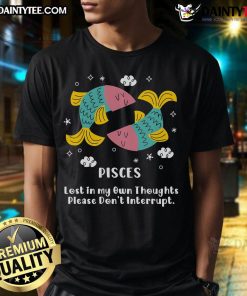 Alt Text: Cute Pisces Lost In My Own Thoughts graphic T-shirt design, perfect for astrology lovers and thoughtful individuals.