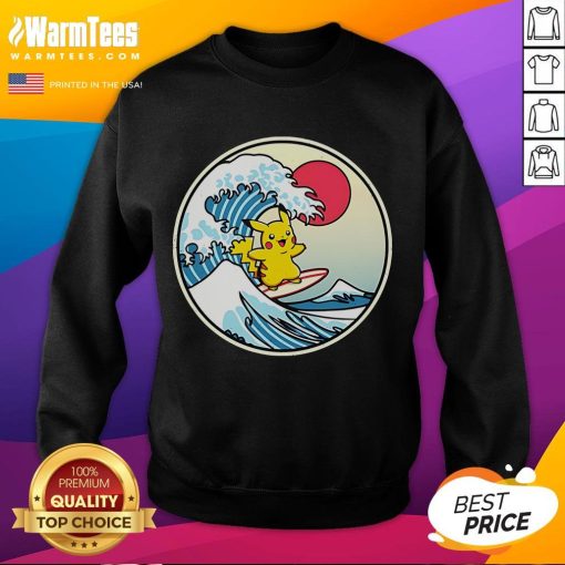 Alt Text: Cute Pikachu Thunder Wave sweatshirt featuring vibrant graphics, perfect for Pokmon fans and casual wear enthusiasts.