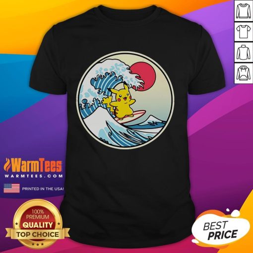 Adorable Pikachu design on a cute Thunder Wave t-shirt, perfect for Pokmon fans and casual wear.
