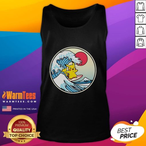 Adorable Pikachu on a cute tank top featuring the Thunder Wave design, perfect for Pokemon fans.