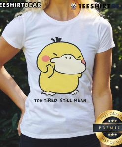 Alt Text: Cute Psyduck graphic on a tee shirt, showcasing a tired yet sassy look, perfect for Pokmon fans.