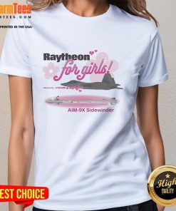 Stylish Aim-9X Sidewinder ladies tee from Raytheon, perfect for girls who love unique aviation-inspired fashion.